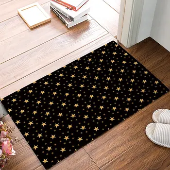 

Black And Yellow Twinkle Star Door Mats Kitchen Floor Bath Entrance Rug Mat Absorbent Indoor Bathroom Rubber Non Slip