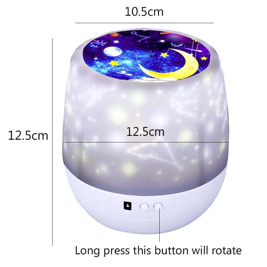 Rotation Starry Moon Night Lamp USB Charging Colorful Starry Sky Projector Night Light For Birthday Gift Romantic Baby Children