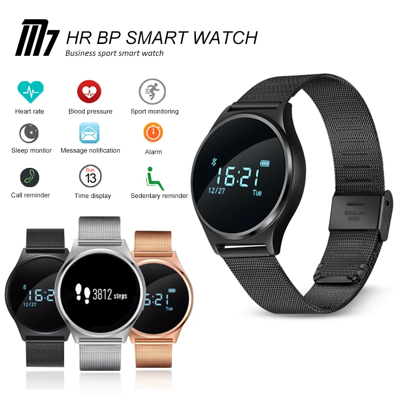 Bluetooth M7 Смарт часы модные Для мужчин крови Давление сердечного ритма reloj inteligente