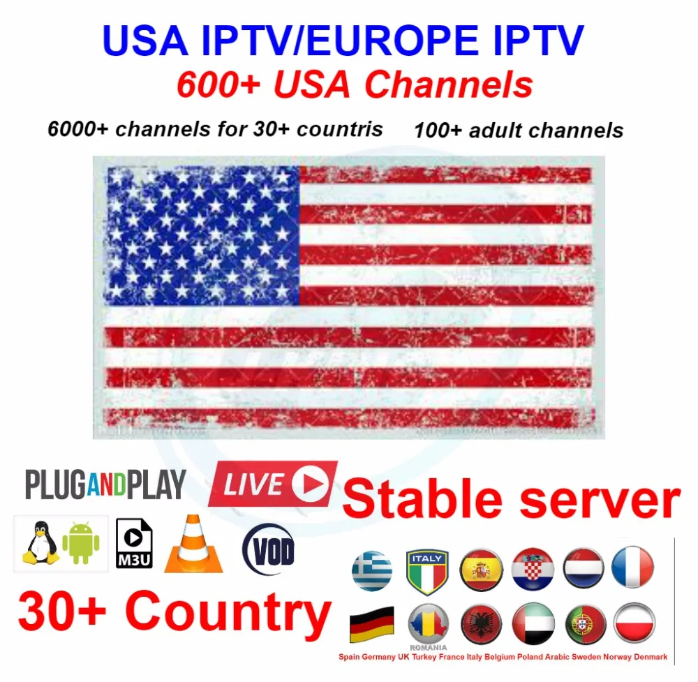 

USA suna IPTV Abbonamento Iptv Italia UK Tedesco Francese Spagnolo Mediaset M3u Premium Per Android Box Enigma2 Smart TV PC Linu