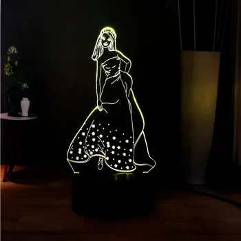 

USB Touch RGB 7 Color Change LED Night Light New Fairy Tale Princess Longhair Desk Light Holiday Atmosphere Light Kids Toy Gift