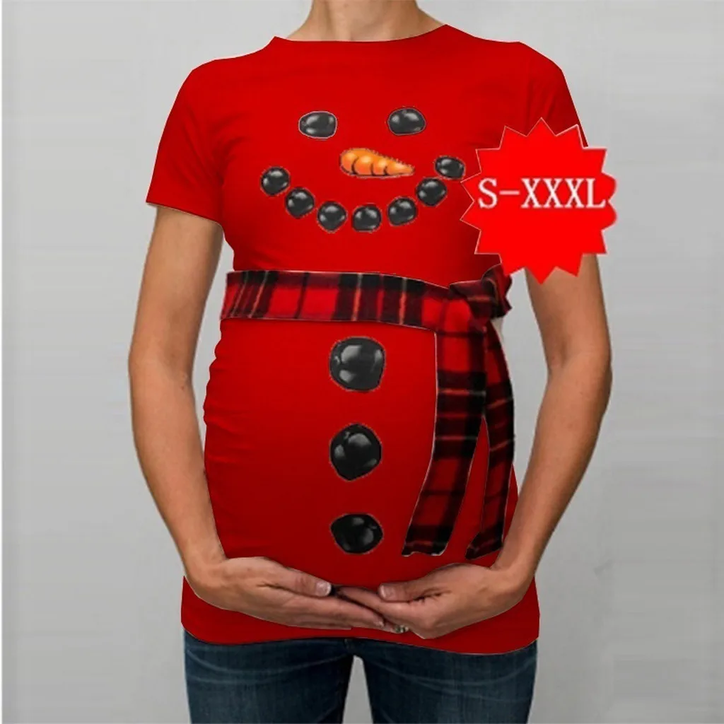 Модные топы для беременных, новогодняя Рождественская одежда с принтом снеговика для беременных, футболки, одежда для беременных# YL21