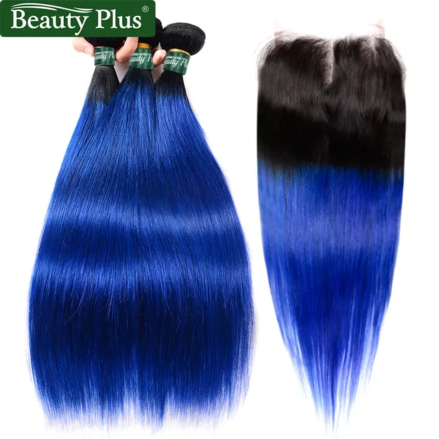 Special Price T1b/Blue 3 Bundles With Closure Brazilian Straight Weave Beauty Plus Ombre Human Hair Extensions Weft With Closure 4x4 Non Remy Special Price T1b/Blue 3 Bundles With Closure Brazilian Straight Weave Beauty Plus Ombre Human Hair Extensions Weft With Closure 4x4 Non Remy