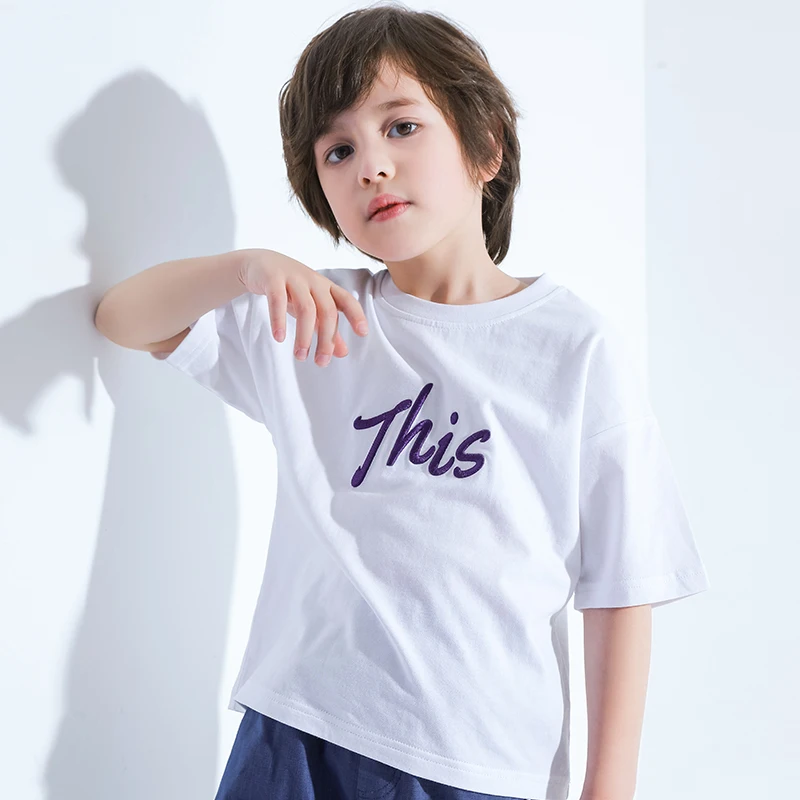 Pioneer Kids/футболка для мальчиков Детские рубашки с круглым вырезом и вышитыми