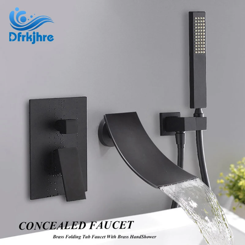 

Dfrkjhre Chrome Black Bathroom Bathtub Faucet Well Mounted 2-ways value Hot and Cold Water Mixer Tap