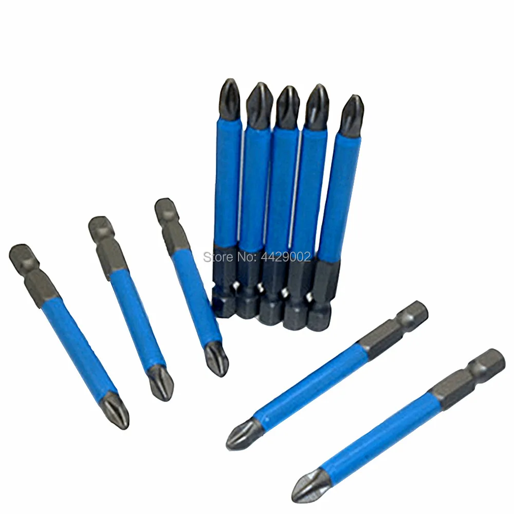 10pcs 70mm Screwdriver Drill Bits Power Bit Drill Philips Impact Screw Driver Bits PH2 Magnetic 1/4" Hex Shank Screwdriver Bit