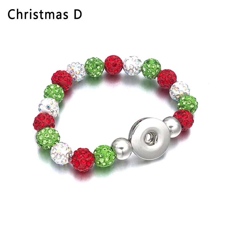 Рождество 029 взаимозаменяемые ювелирные изделия карамельные цвета расширяемый бисер стрейч стеклянный браслет 18 мм Кнопка ювелирные изделия браслет - Окраска металла: Christmas D