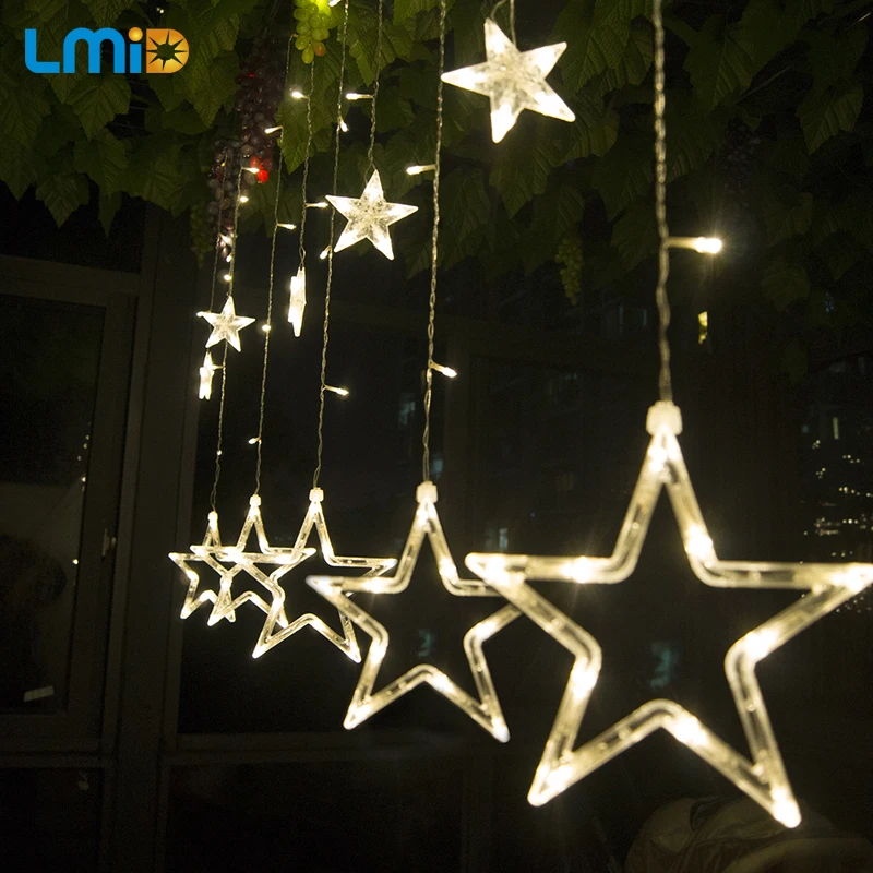LMID Christmas Lights AC110V-220V Romantic Fairy Star LED Curtain String Lighting For Holiday Wedding Garland Party Decoration LMID Christmas Lights AC110V-220V Romantic Fairy Star LED Curtain String Lighting For Holiday Wedding Garland Party Decoration