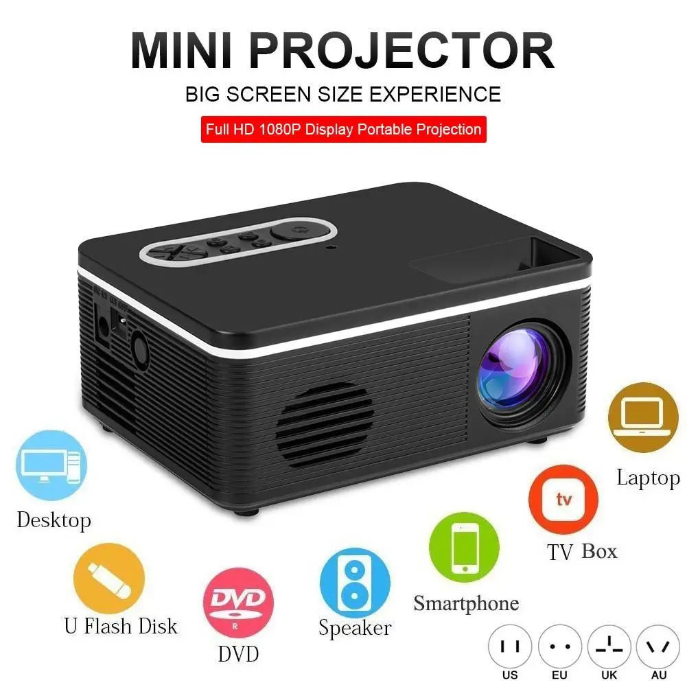 

Mini H88 Palm Projector Full HD 1080P Display Portable Movie Home Projection Device Compatible With TV PS4 Stick HDMI TF AV USB