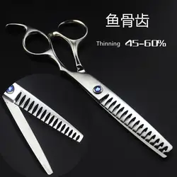 Япония 440c 6 ''изогнутые зубы 15-60% истончение скорость ножницы для волос Парикмахерская makas ножницы для волос филировочные ножницы