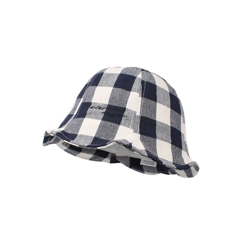 Casual Plaid Baby Hat Cotton Boys Girls Sun Cap Spring Summer Kids Clothes Fashion Baby Girals Bucket Hat Baby Girls Clothing (25)