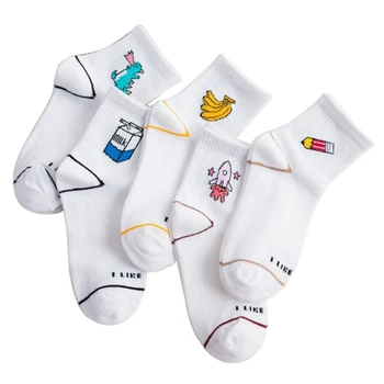 

Womens Unisex Cartoon Crew Socks Cute Cotton Novelty Illustration Funny Casual