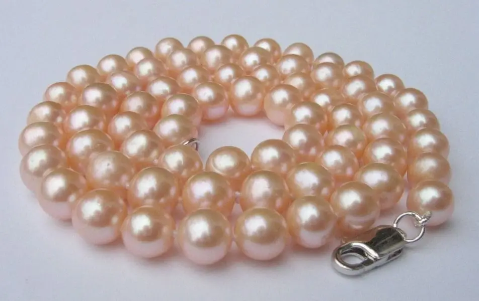 

fast natural big size 10-11mm pink AAA pearl necklace 925s clasp jewelry AAA