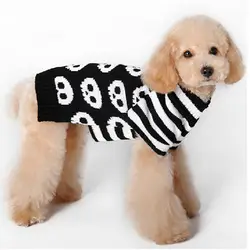 Pet Puppy Dog свитера Скелет черный, белый цвет в полоску свитеры для домашних животных зимние теплый свитер Хэллоуин кошка свитера для животных