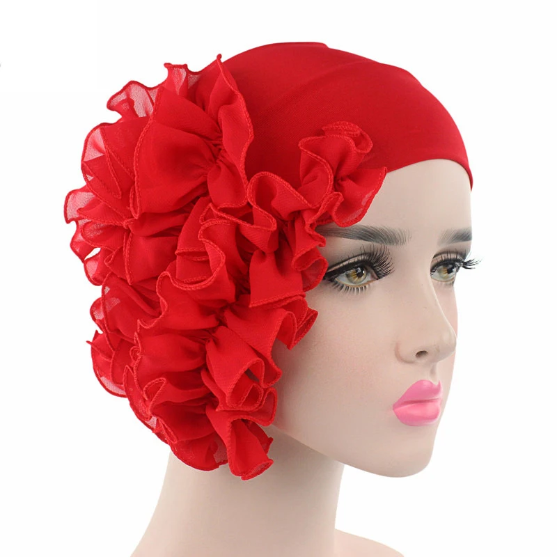 

Women Elastic Hair bands Headwraps Colorful Chiffon Flower Hairbands Head Covering Headbands for Wedding Hair Accessories