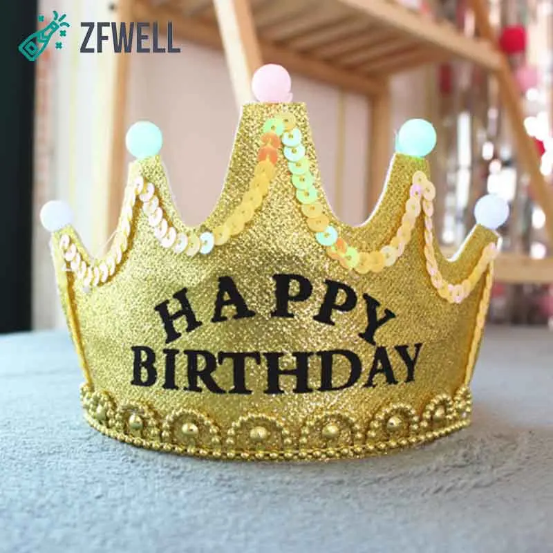 Блестящая светящаяся Корона ZFWELL для дня рождения детская шапка корона вечеринки