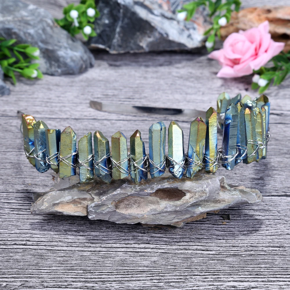 

Natural Crystal Quartz Crystal Crown Quartz Tiara Crystal Crown Crystal Headpieces Mermaid Wedding Accessories