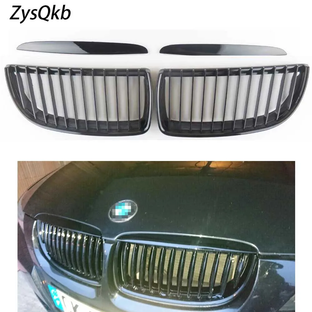 

A Pair E90 Glossy Black Dual Slat Style Front Kidney Grille Grill For BMW E90 2005-2008