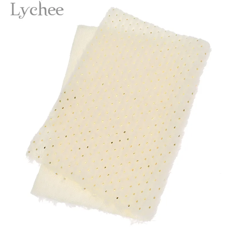 Lychee 29x21 см A4 искусственный мех кролика ткань Блестящий Золотой цвет в горошек искусственная кожа ткань DIY материал для сумок одежды - Цвет: 1