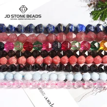 Натуральный драгоценный камень аметист 6 мм~ 12 мм выбрать размер смешанный кварцевый Алмазный граненый камень Круглый свободный браслет с бусинами можно DIY