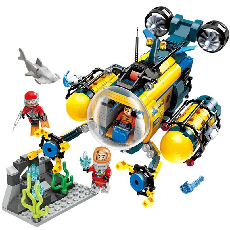 

ENLIGHTEN Diving Spar shark Mining Drilling Machine Submarine Building Blocks Sets Bricks Model Kid Toy Compatible City