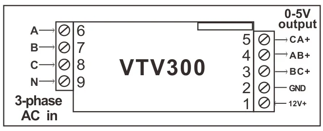 VTV300 3-phase Voltage Transducer wiring connection