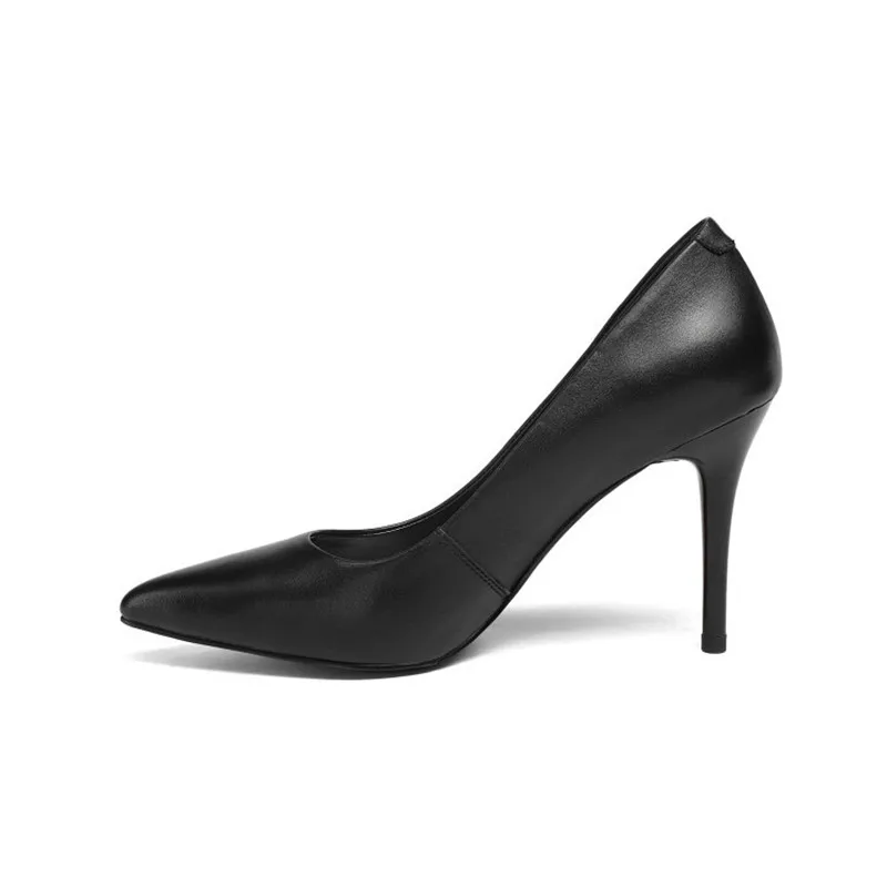 

2019 new shallow mouth single shoes Europe and the United States fine with high-heeled pointed shoes black ljj 0418