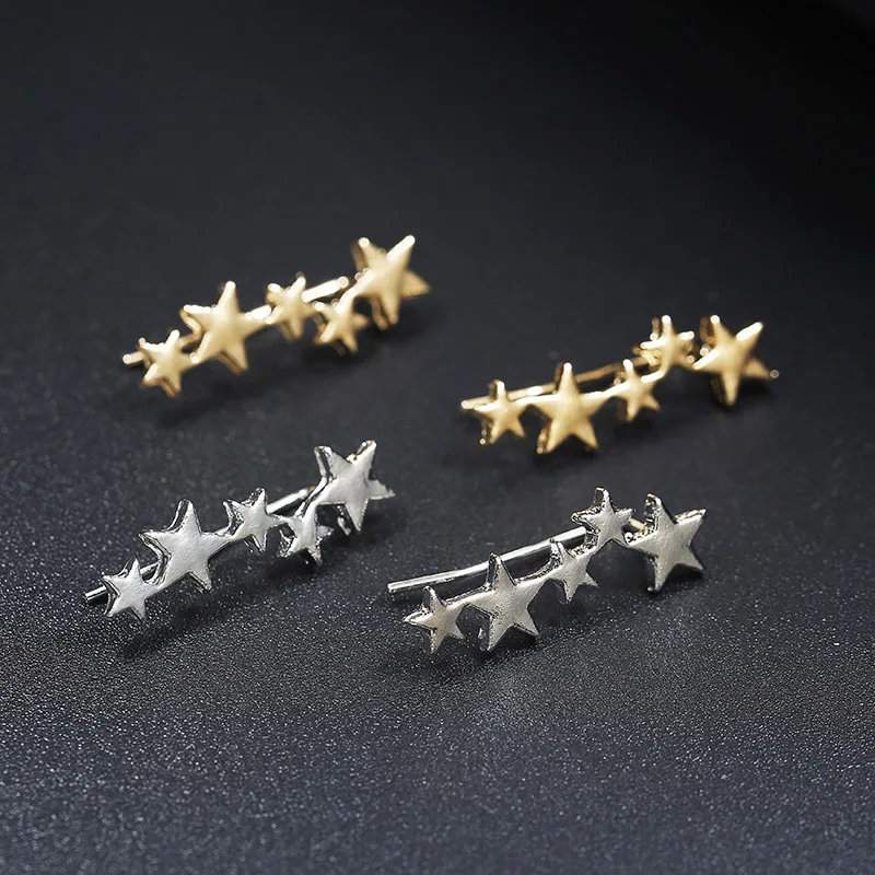 

Tiny Star Moon Climber Earrings Crawler Cuff Earrings For Women Girl Boho Gold Silver Tone Bar Pin minimalist Pierced Jewelry