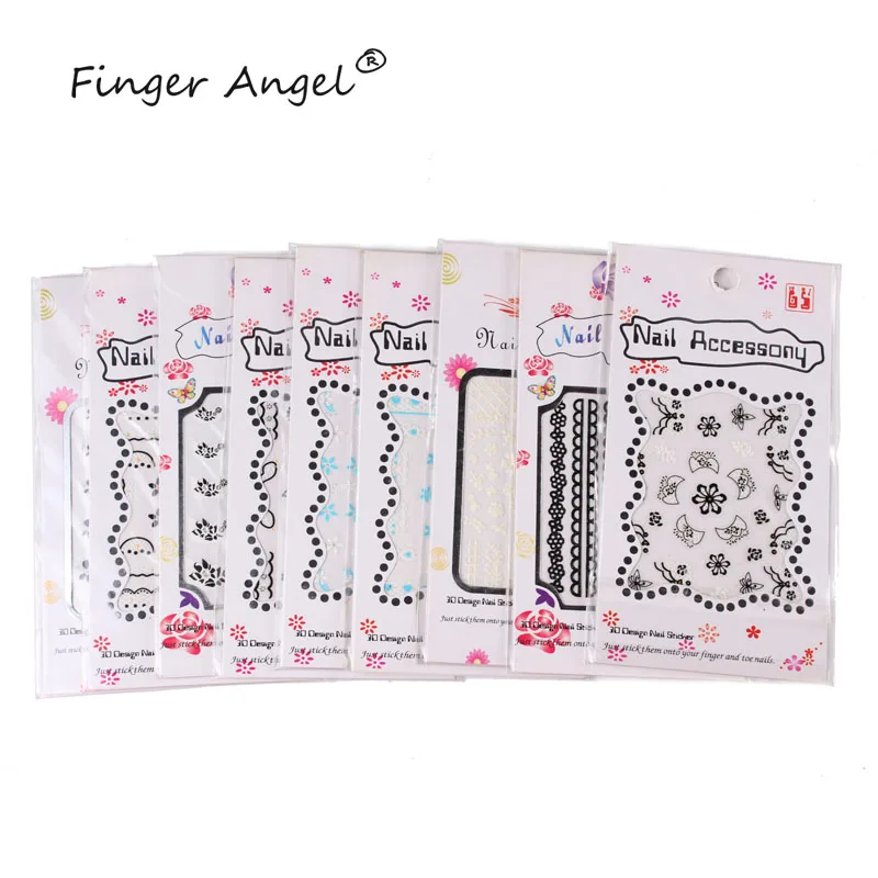 

Finger Angel 10Pcs/lot Nail Art Stickers Mix Design Nail Decal Cartoon Pattern Nails Tips Beauty Accessories Manicure Decoration