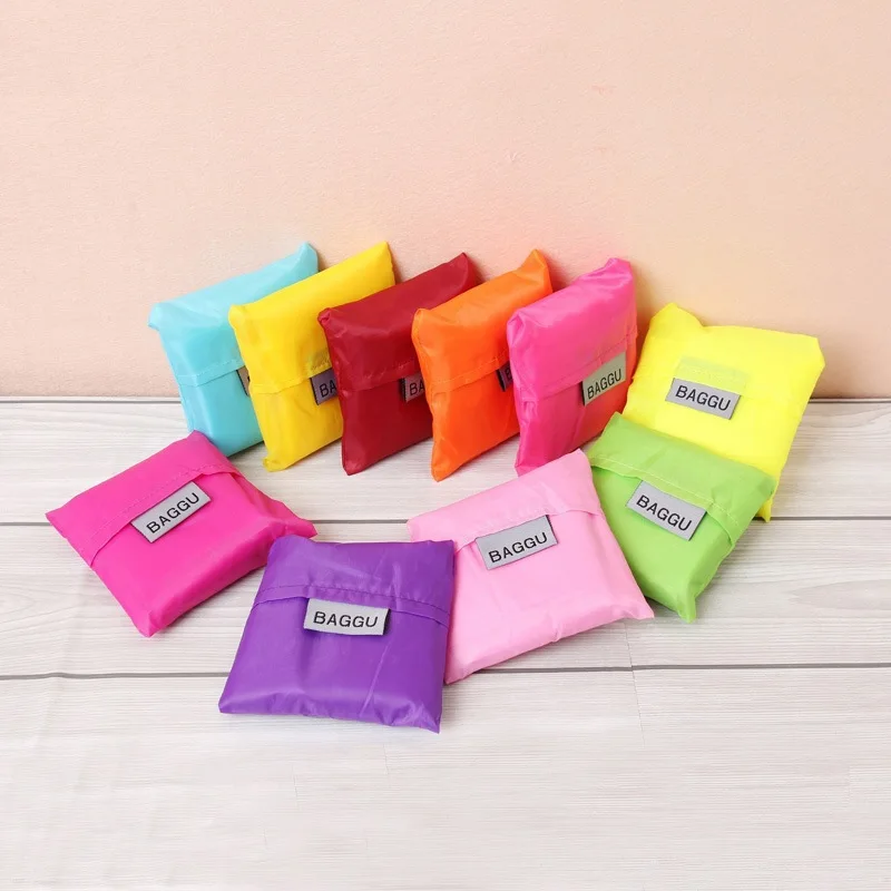 

High capacity Small folding shopping solid color daily use bags folding supermarket bag portable advertising gift bags