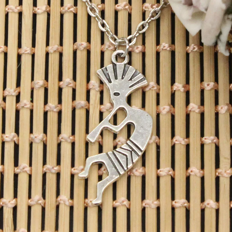 Мужские и женские подвески Kokopelli круглые длинные цепочки серебристого цвета