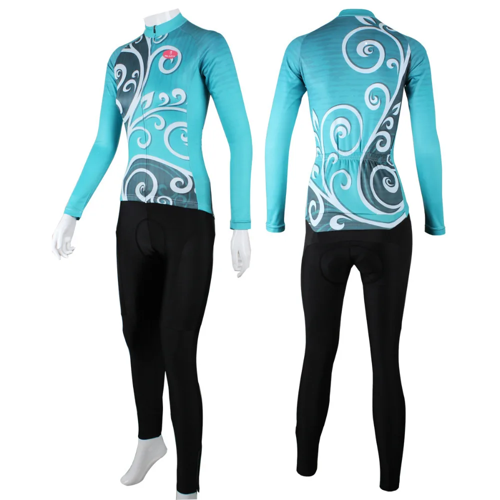 

New Contracted Personality Patterns Women Polyester Long Sleeve Cycling Apparel Breathable Ciclismo Ropa Blue Bike Clothing