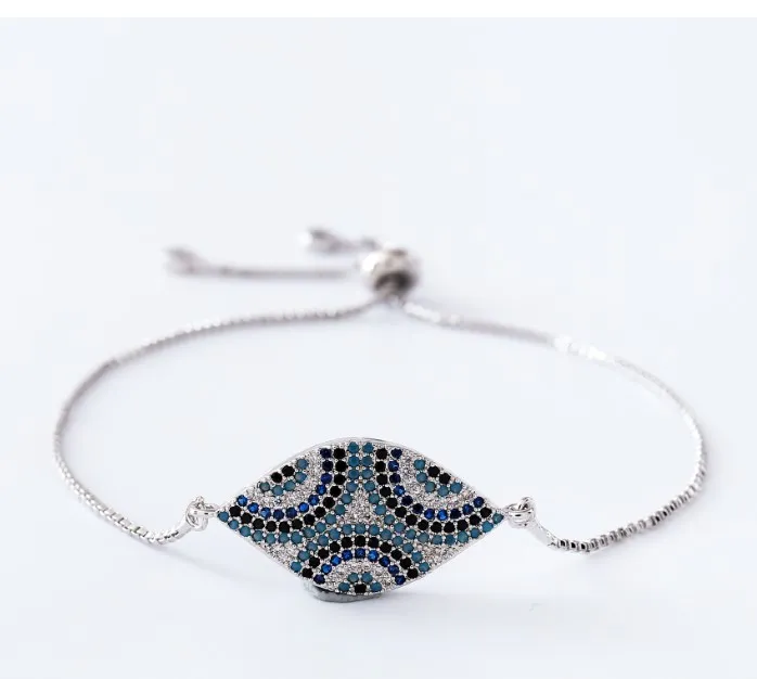 

gold silver Chain micro pave cz rope Cubic Zirconia adjusted Macrame bracelet Bangles Eye hfg3r Charms Women