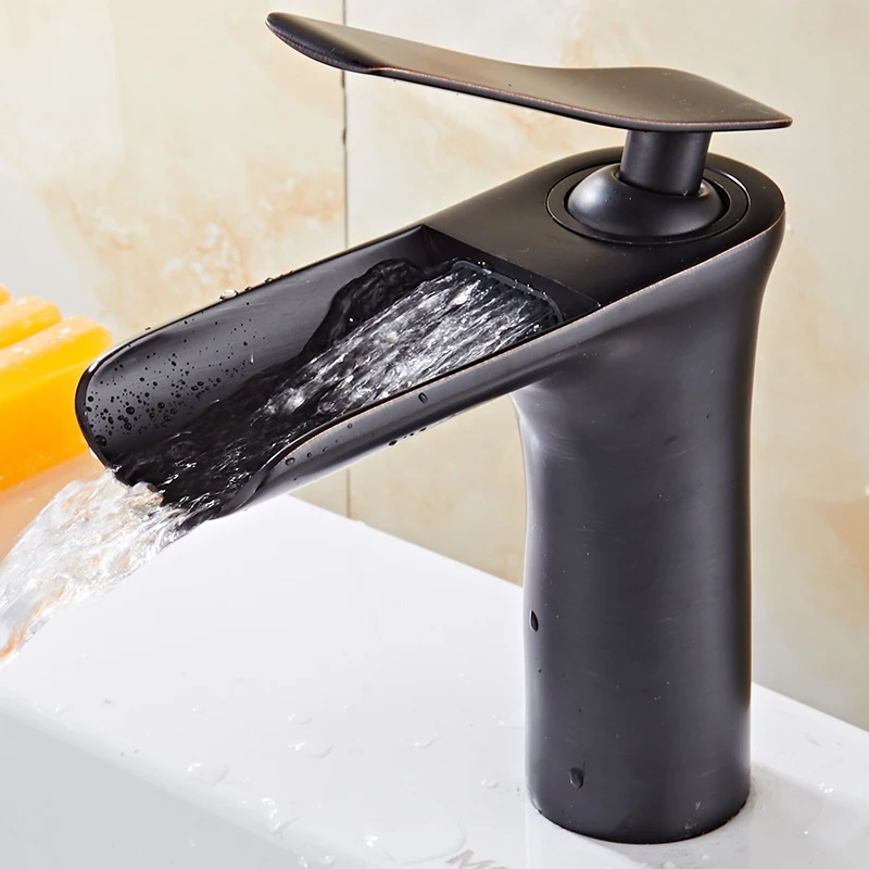 Латунный водопроводный кран Носик с одной ручкой Ванная раковина смеситель кран на бортике