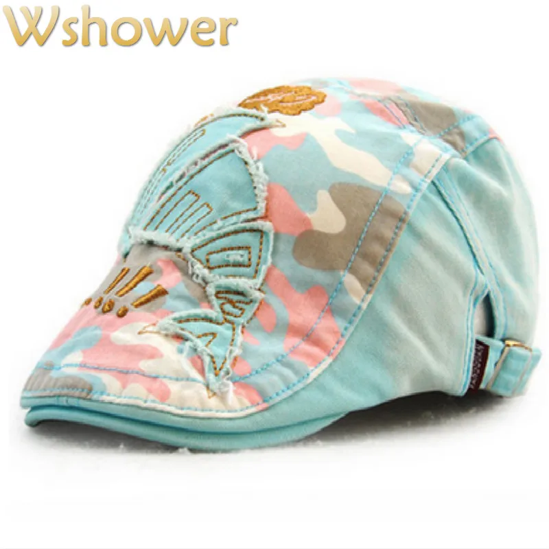 

Spring Autumn Cotton Camo Berets Hat For Kids Boy Girl Cartoon Cute Patch Camouflage Flat Cap Adjustable Children Hat Bone Gorra