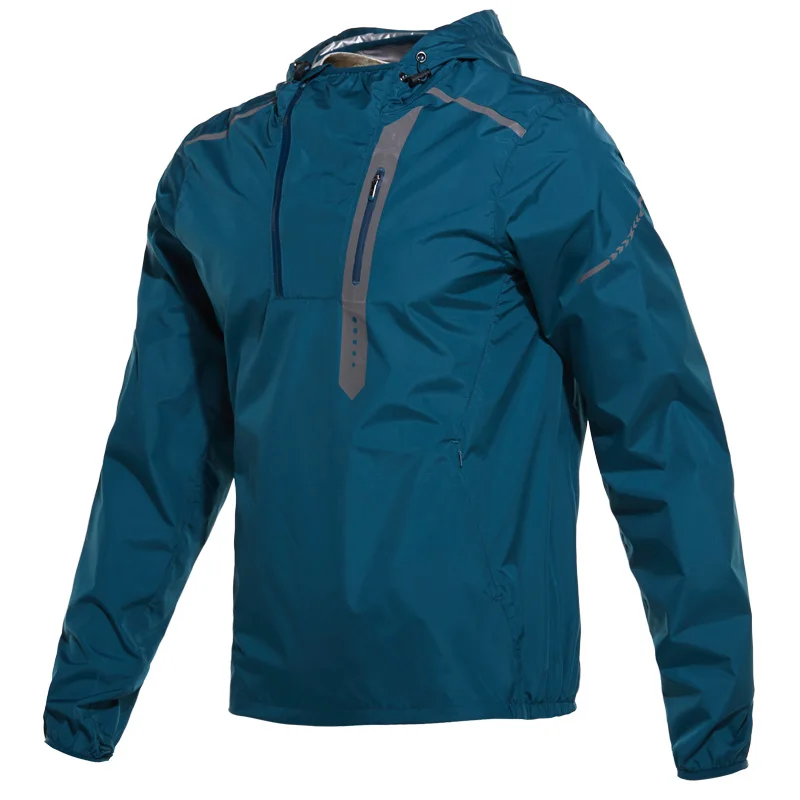 

Men's Hot Sweat Jogging Running Training Jackets Sports Tops Half Zipper Fitness Gym Hooded Clothes Sweating Pullovers Coat