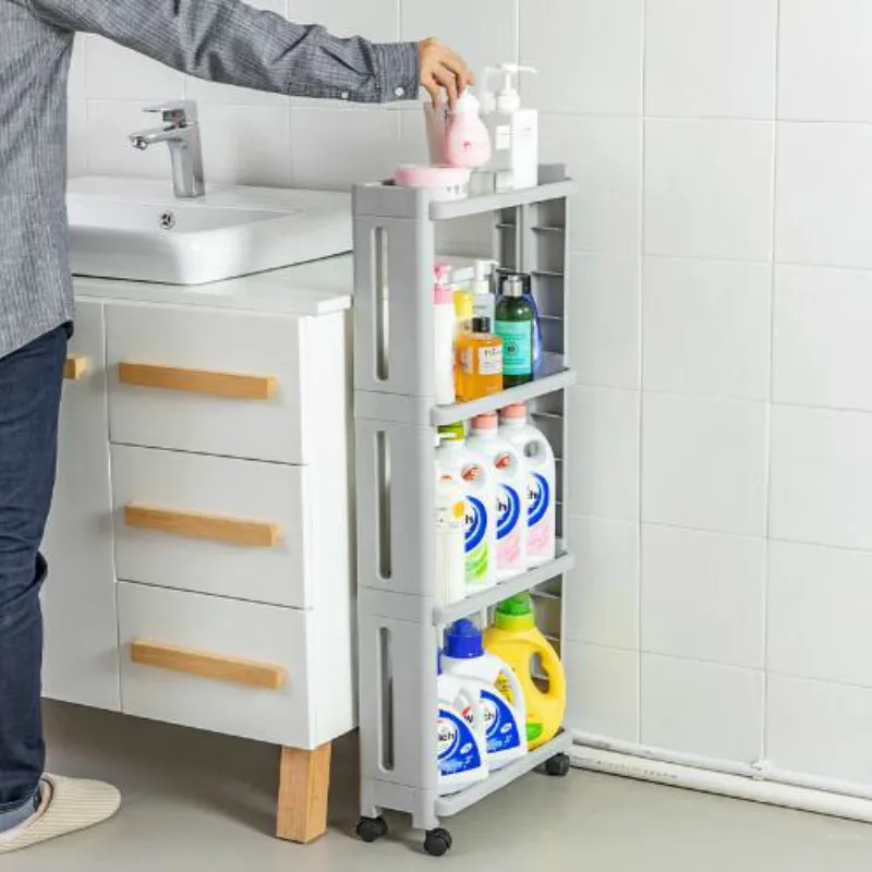 The Goods For Kitchen Storage Rack Fridge Side Shelf Plastic Bathroom Shelf Wheels Space Saving Bathroom Shelf Wheels 2/3/4 LAY