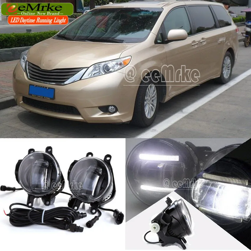 eeMrke Car Styling DRL For Toyota Sienna XL30 2010 + 2in1 Brighter LED