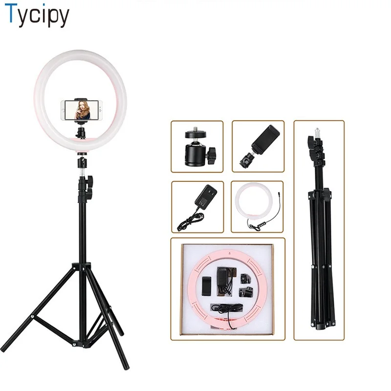 

Tycipy 12" LED Ring Light 2700K-5500K 24W Photo Studio Light Photography Dimmable Video for Smartphone with Tripod Phone Holder