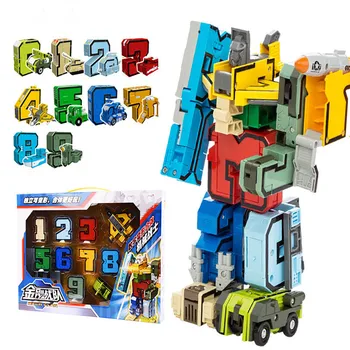 

City DIY Creative Building Blocks Sets Figures Transformation Number Robot Deformation 10Pcs toys Friends Creator Toys Gifts