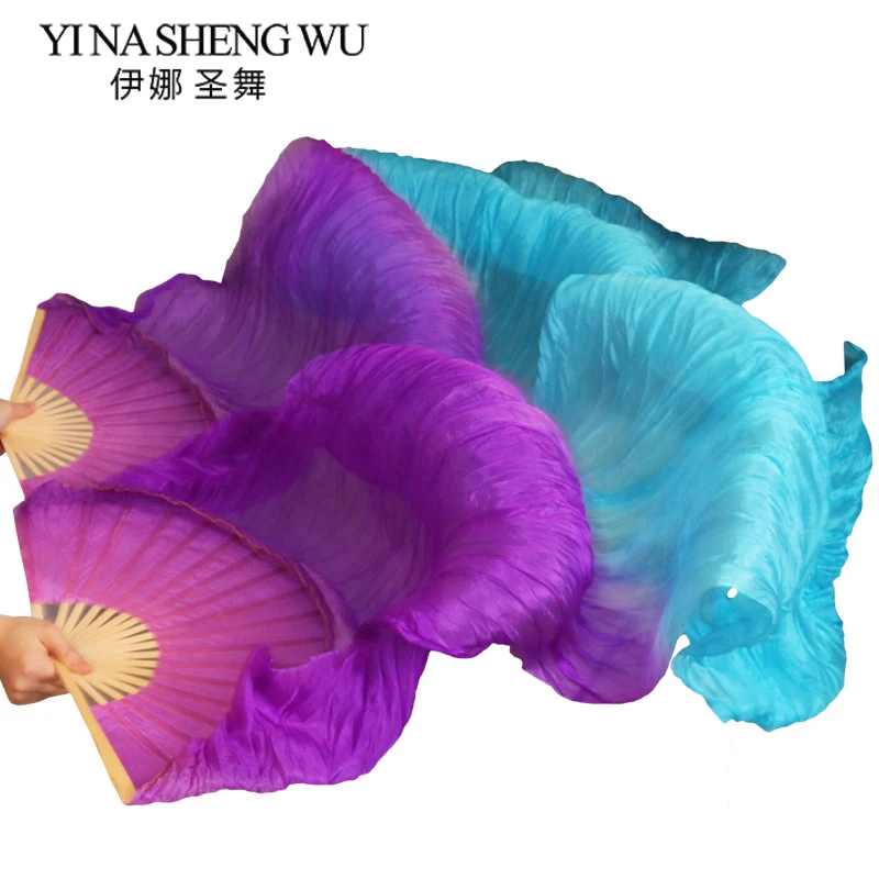 

New Arrival High Quality Real Silk /Imitation Silk Fabric Fans 1 Pair Handmade Women Silk Belly Dance Fans