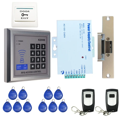 

Wholesale RFID Card Keypad Reader Door Access Control System Kit + Strike Door Lock + 2 Remote Control IN STOCK Free Shipping