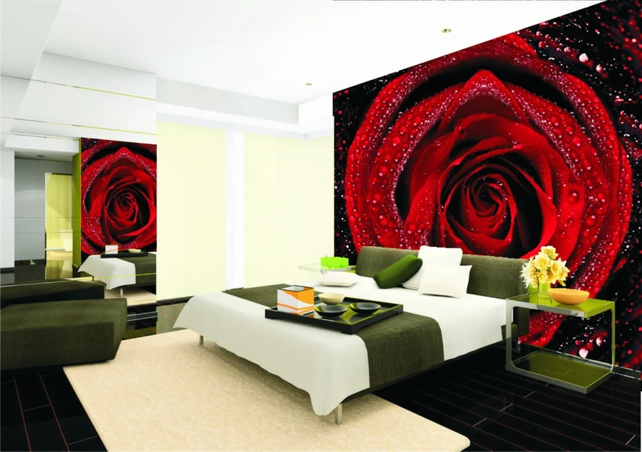 Size Can Be Customized Mural Wallpaper Red Rose Bedroom Tv Size Can Be Customized Mural Wallpaper Red Rose Bedroom Tv Wall Background Freeshipping In Wallpapers From Home Improvement On