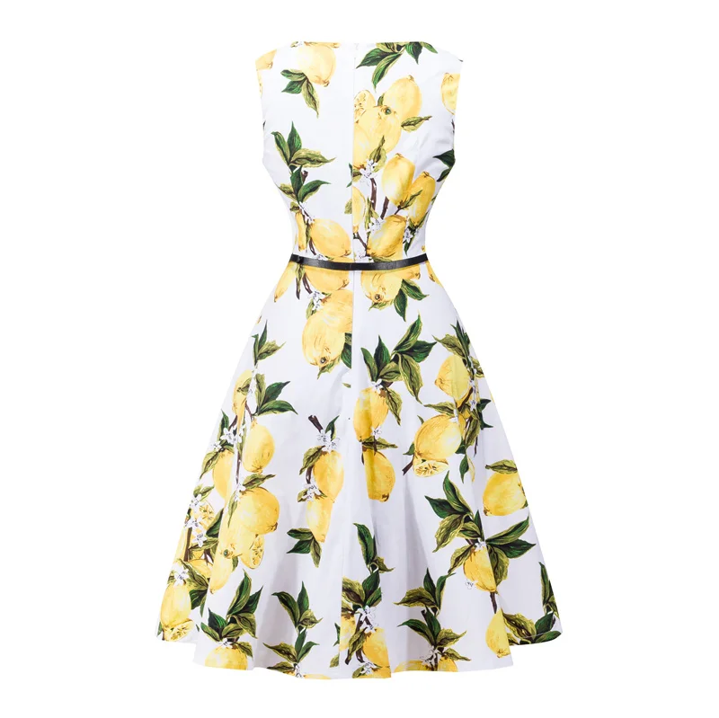 Kostlish 2017 New Summer Dress Women Floral Print Audrey Hepburn 50s 60s A-Line Vintage Dress Sleeveless Party Dresses Plus Size (26)