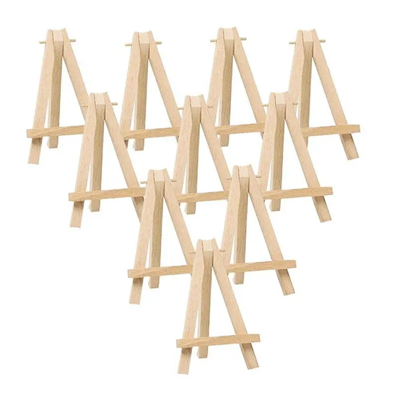 

10Pcs Mini Wooden Artist Easel-Triangle Wedding Table Stand Display Holder - 15 X 8 Cm