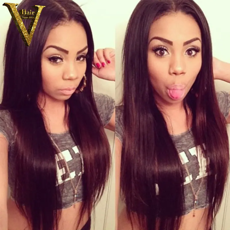 Cheap V Part Wigs Brazilian 7a Lace Front Wig Silk Straight Middle