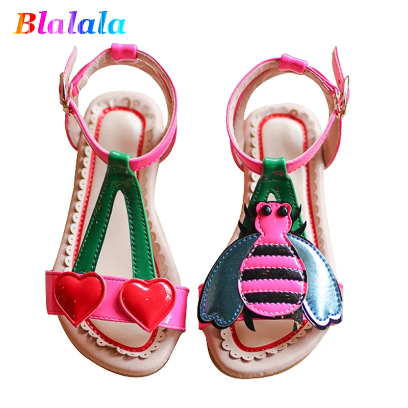 

Summer cool cute cherry bee patch patent shining leather baby girls sandals kid shoes children shoes toddler girl sandals