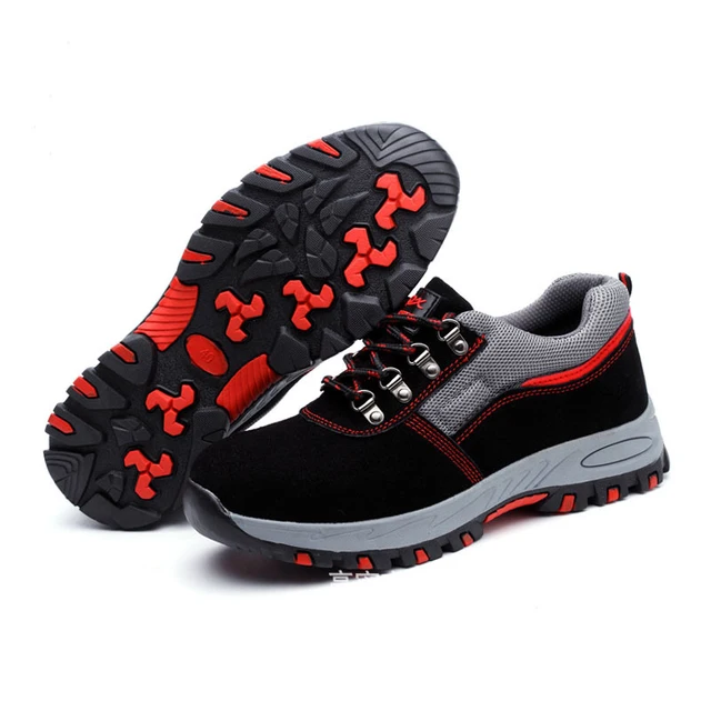 Fashion Safety Shoes Men Steel Toe bot leather Work Shoes Breathable