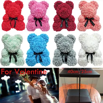 

New Rose Teddy Bear Heart Flower Birthday Valentine Wedding Party Decor Girlfriend Anniversary Women Girl Doll Gifts 40/25cm
