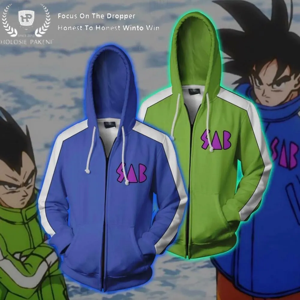 Дропшиппинг США размер толстовки на молнии Dragon Ball супер куртка над 3D печатным